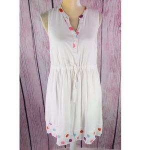 ModCloth White V Neck Dress Polka Dot Hem